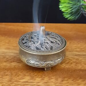 Dragon & Phoenix Zinc Alloy Incense Holder - 9.14 cm Intricate Chinese Artwork, Battery-Free Home Decor for Christmas Valentine's Mother's Father's Day Gifts